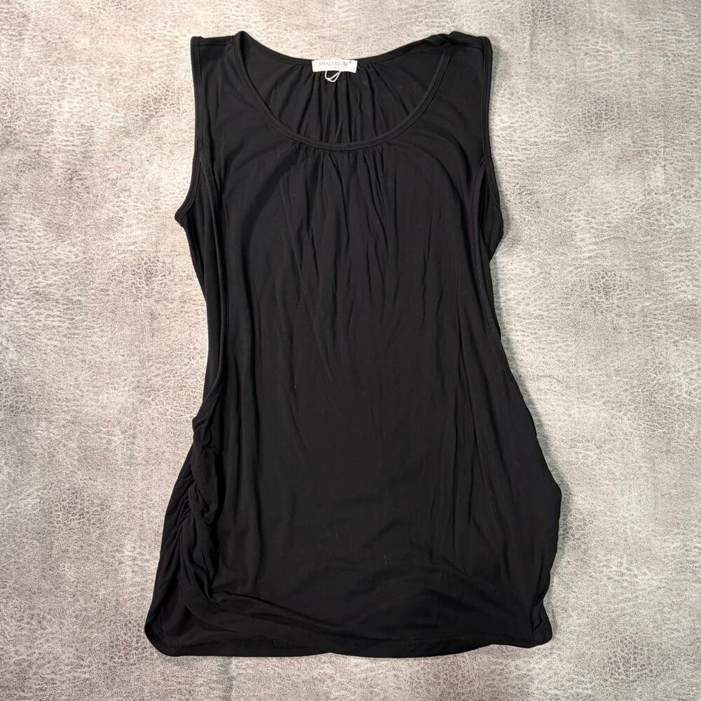 Black Gathered Simple Tank Top